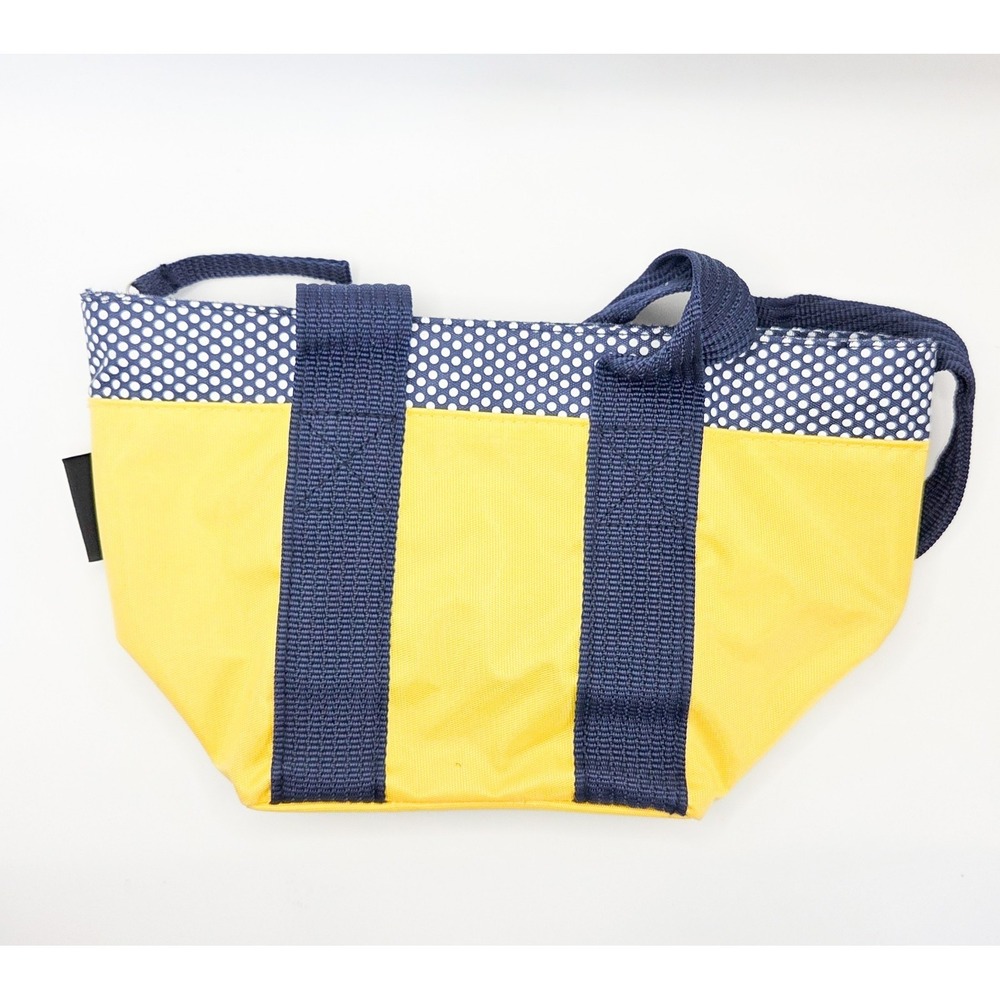Joe Boxer Mini Spring Summer Zip Tote Yellow Blue Polka Dots Max Loud Y2K - Picture 5 of 9